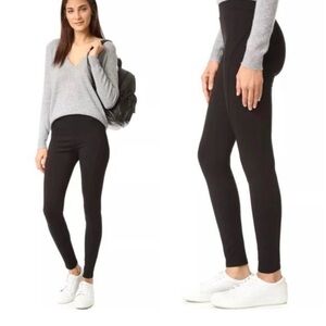 THREE DOTS Black Contour Seamed Ponte Jersey Knit Ankle Leggings